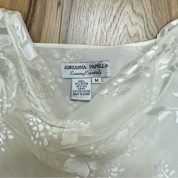 Adrianna Papell Beaded Evening Essentials Long Sleeve Rayon Silk Blouse Floral M - Picture 8 of 14